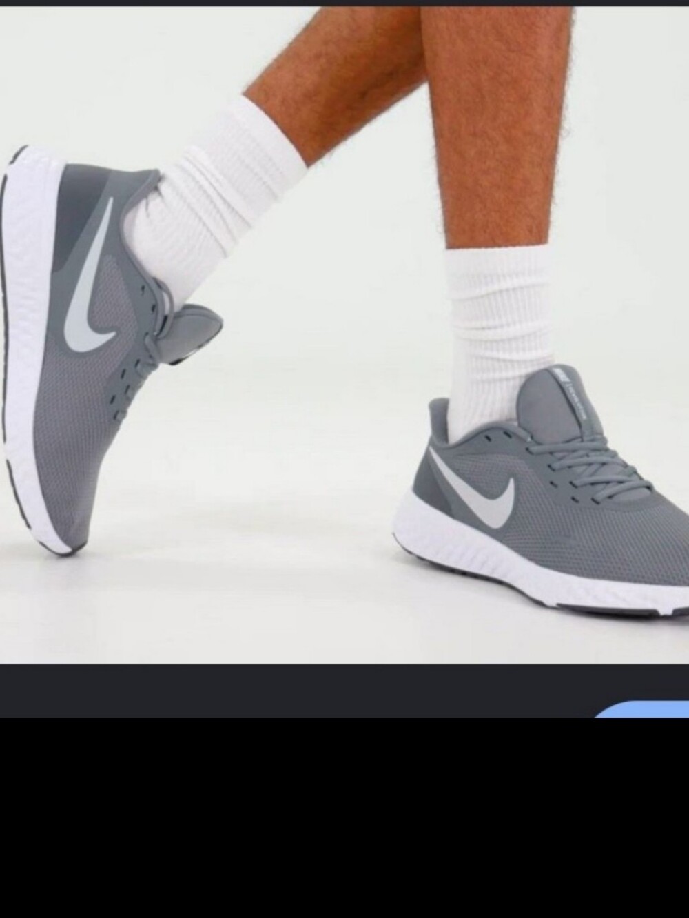 Nike Gray Men's Revolution 5 Running Sneakers with White Swoosh
